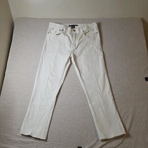 Ralph Lauren Sport Women's Off White Jeans Size 31 Straight Leg Cotton Stretch